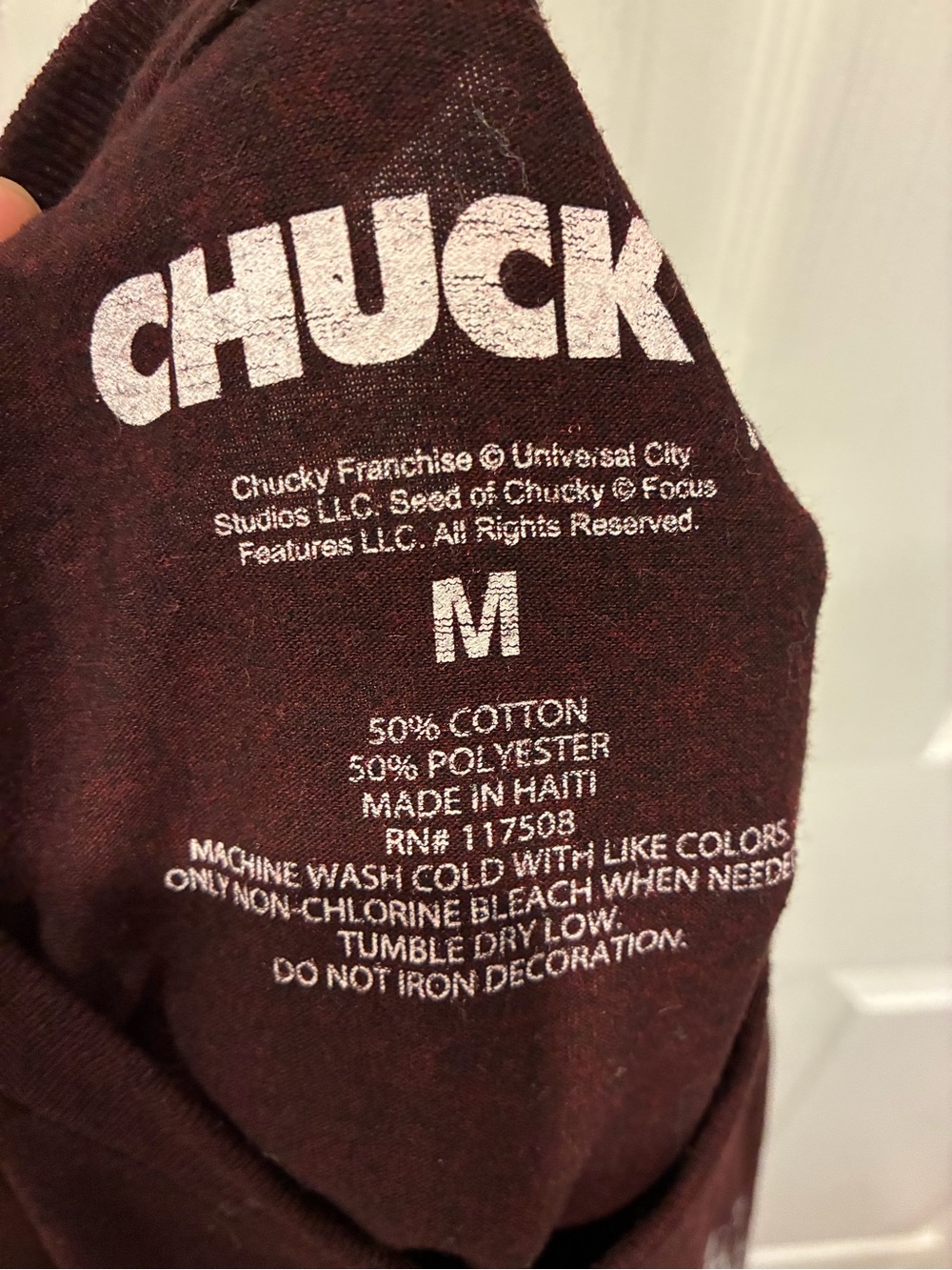 Converse Chucky 'Wanna Play?' Graphic Tee - Dark Brown with Pink Accent - Picture 3 of 3